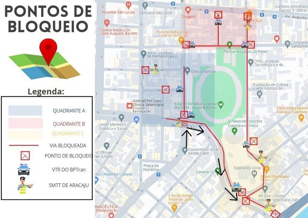 Leia mais sobre o artigo Trânsito em Aracaju será alterado devido ao jogo Flamengo x Bangu na Arena Batistão