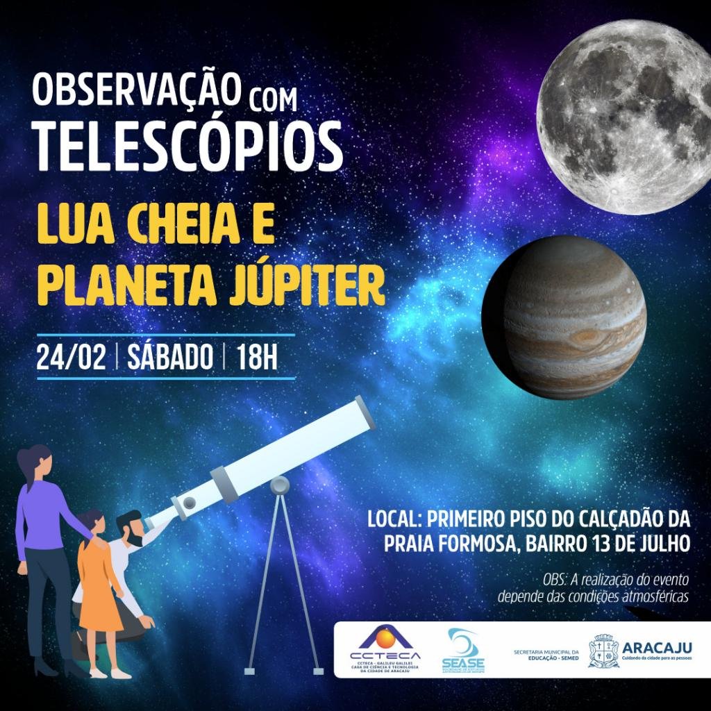 Você está visualizando atualmente CCTECA promove observação da Lua e do planeta Júpiter com telescópios neste sábado